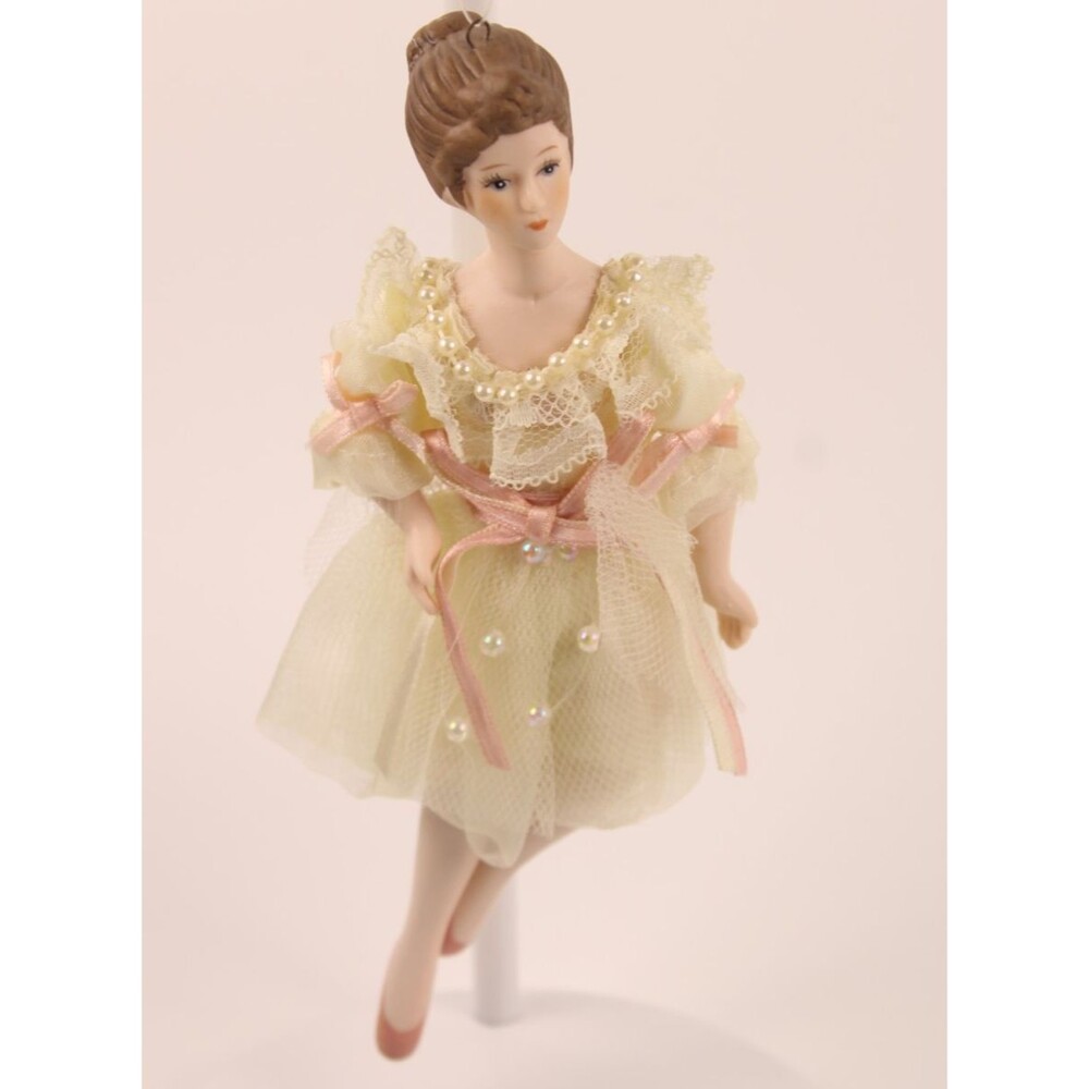 Vintage Porcelain Ballerina Doll Ornament 7" Posable Made In Taiwan